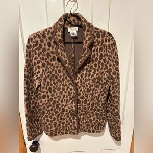 Talbots merino wool cheetah print blazer EUC.